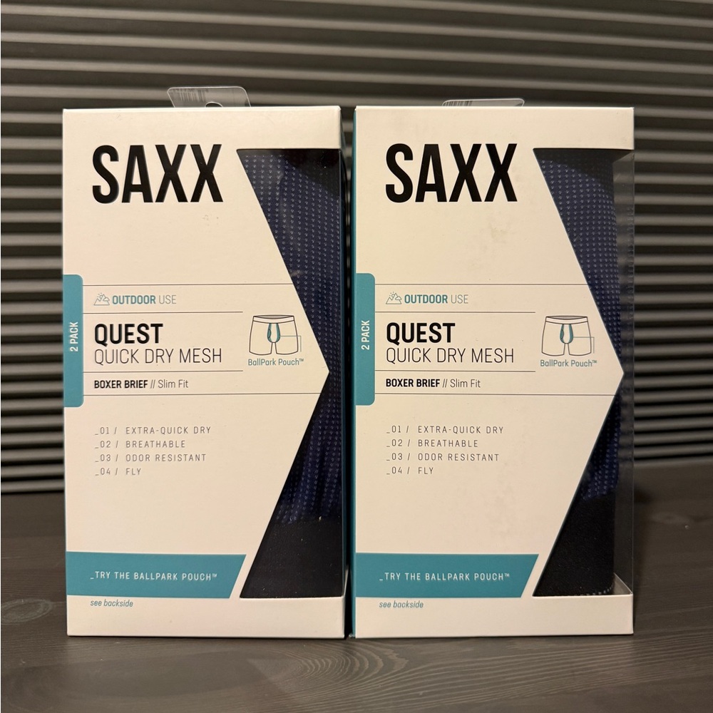 2 packs (4 pairs total) SAXX 2-Pack Boxer Briefs
NM2 MIDNIGHT BLUE II, Small